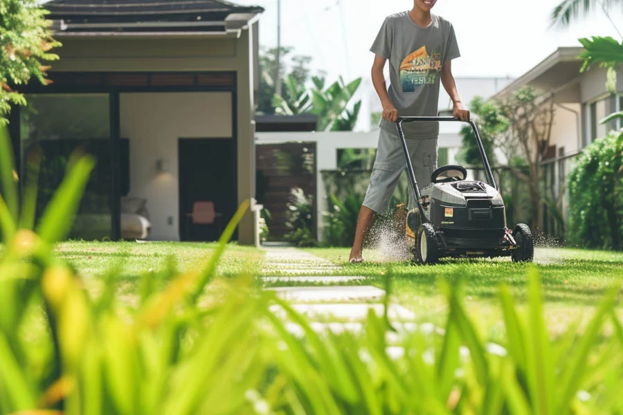 cordless self propelled electric lawn mowers